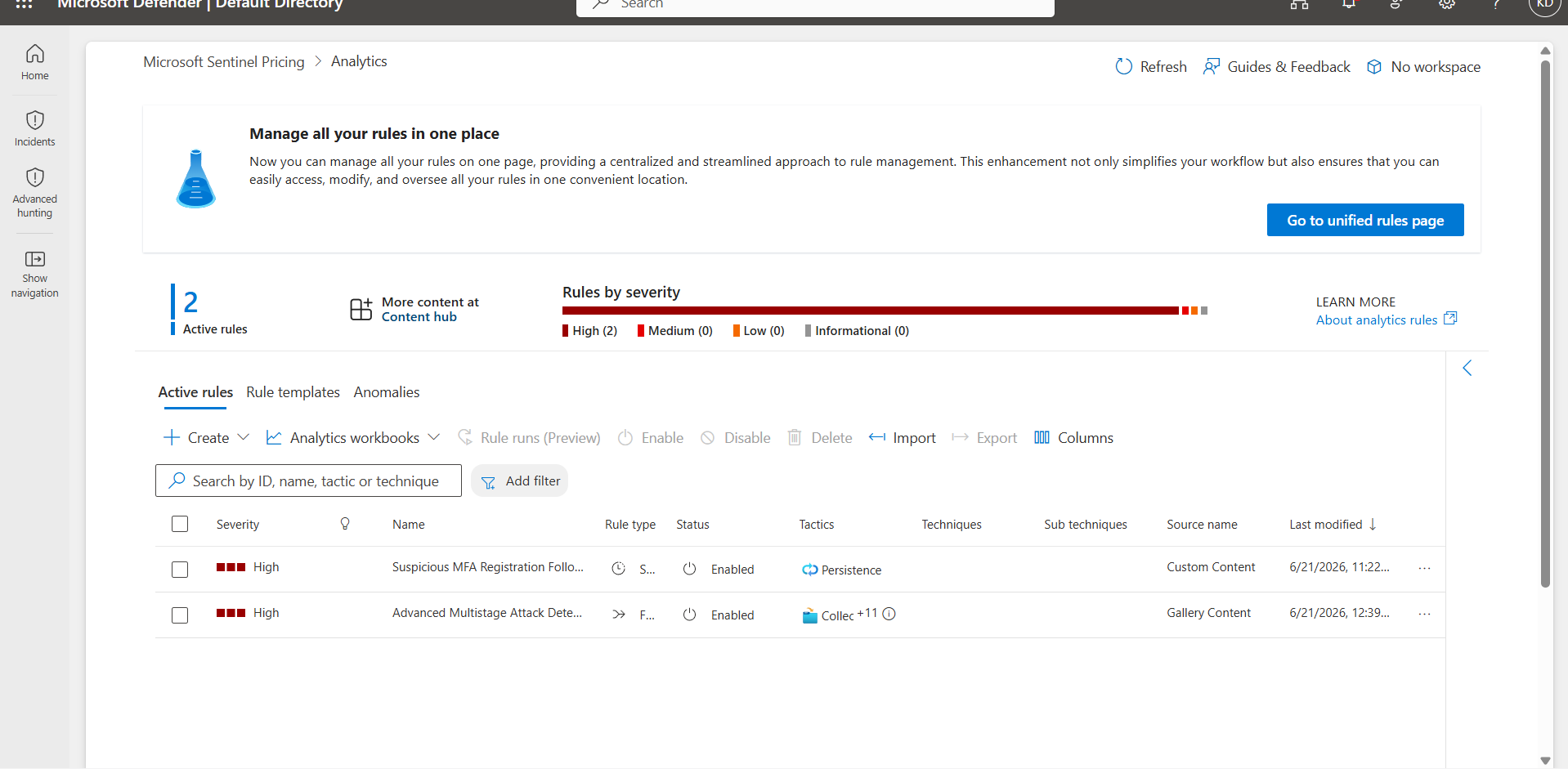 Analytics rule configuration — High severity, T1556.006 mapping